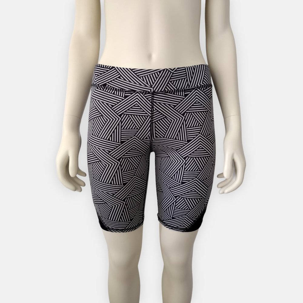 Athletic Works Black and White Striped Stretch Biker Shorts Size S / M